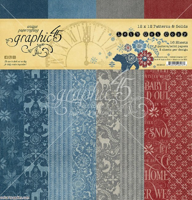 Graphic 45 Let's Get Cozy 12x12 Inch Patterns & Solids Pack