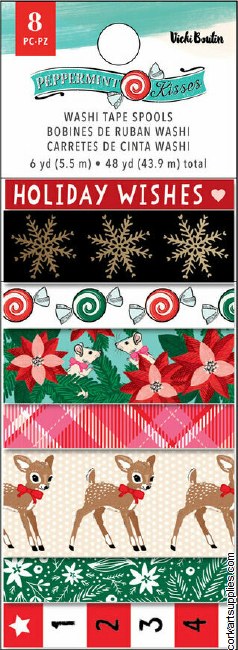 American Crafts Vicki Boutin Peppermint Kisses Washi Tape Spools (8pcs)