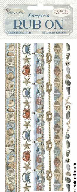 Stamperia Silent Sea Rub On 4x8,5 Inch Stripes