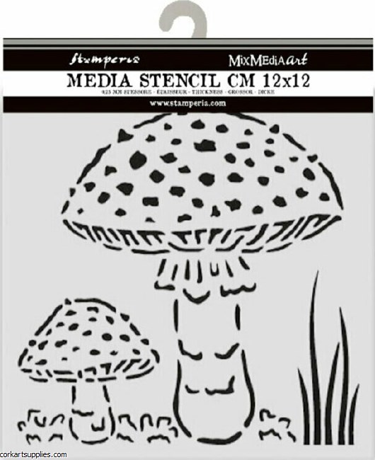 Stamperia Whispering Woods Thick Stencil 12x12cm Mushrooms