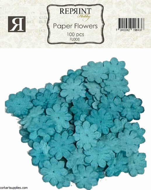 Reprint Paper Flowers Turqouise (100pcs)