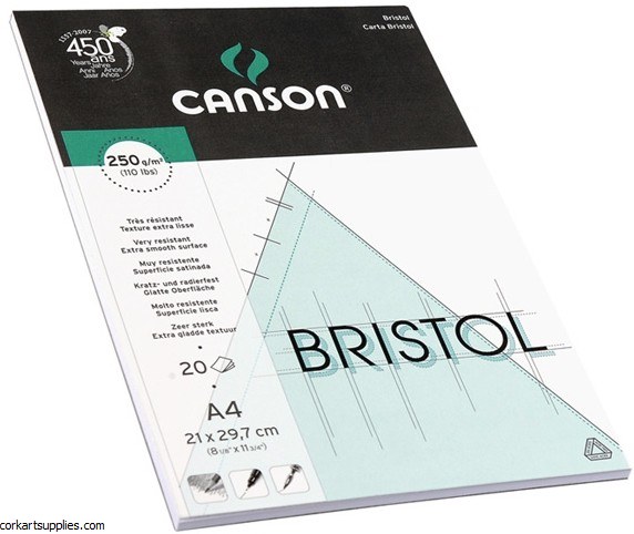 Bristol Pads A4 250g Canson 20 Sheet