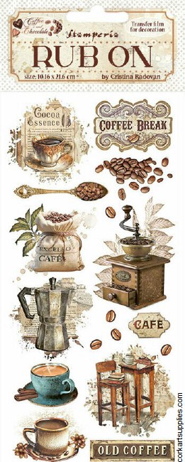 Stamperia Coffee And Chocolate Rub On 4x8,5 Inch Vintage Coffee Moments
