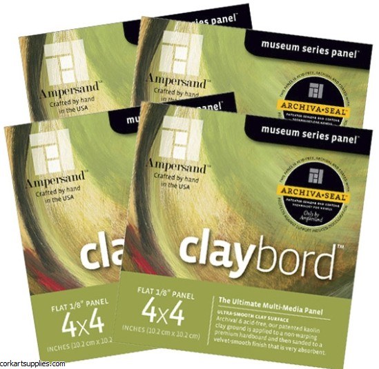 Claybord Panel 3mm 4x4" 4pk Claybord Panel 3mm 4x4" 4pk
