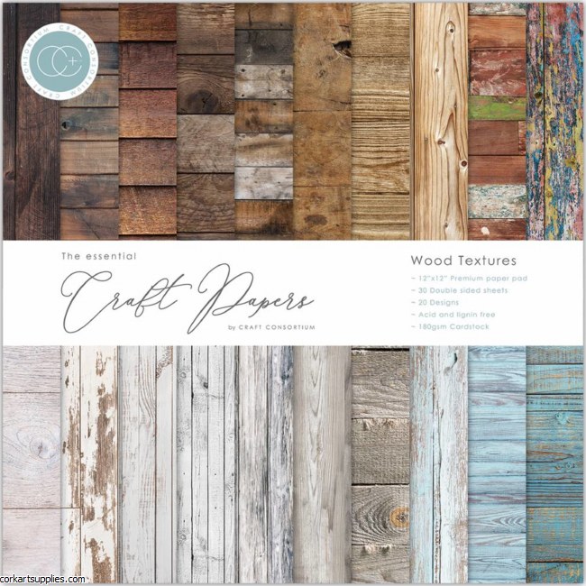 Craft Consortium Essential Craft Papers 12x12 Inch Paper Pad Wood Textures
