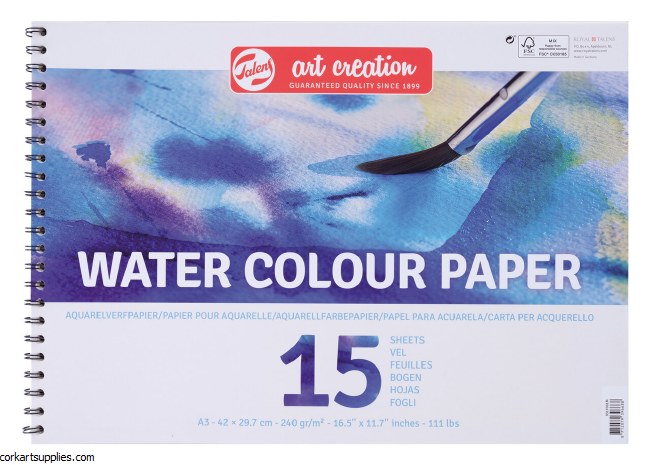 Watercolour A3 Spiral Pad 240gm 15 Sheets