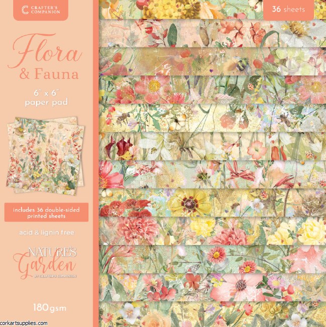 Crafter's Companion Flora & Fauna 6x6 Inch Paper Pad