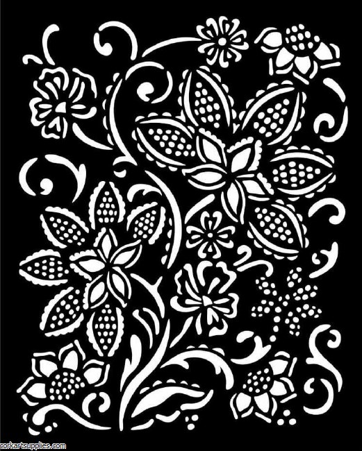 Stamperia Timeless Thick Stencil 20x25cm Batik Flowers