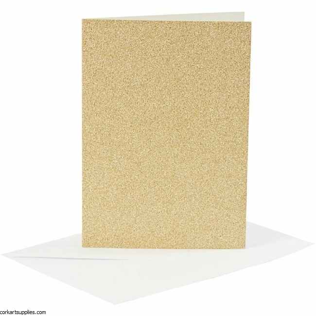 Card/Env A6 4pk Gold Glitter