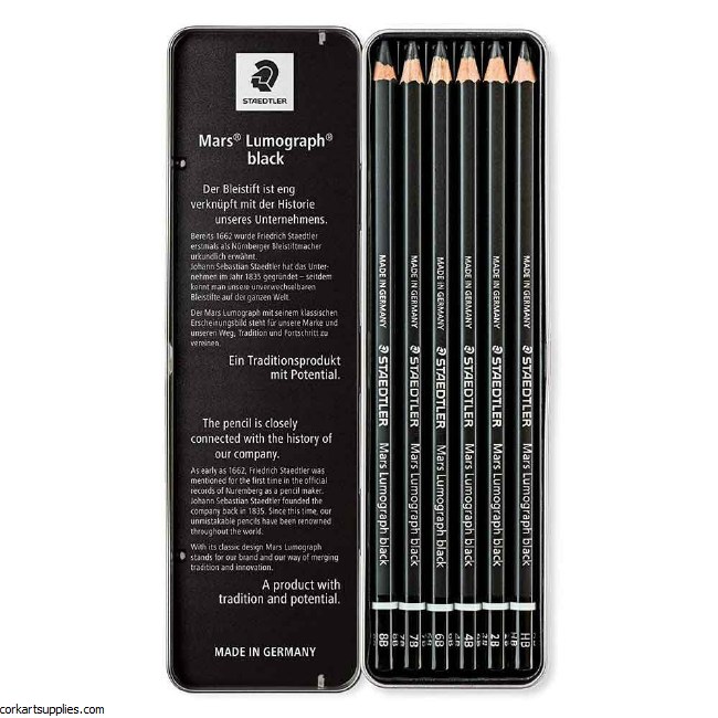 Lumograph Tin Asst Black 6pk
