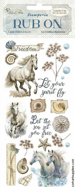 Stamperia Silent Sea Rub On 4x8,5 Inch Horses