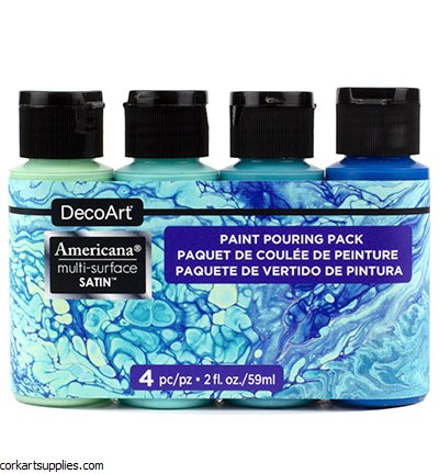 Decoart Multi Surface Pouring 59ml Blue Aqua Kit 4pk