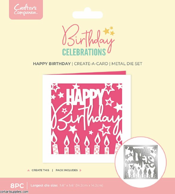 Crafter's Companion Birthday Celebrations Metal Die Create a Card Happy Birthday
