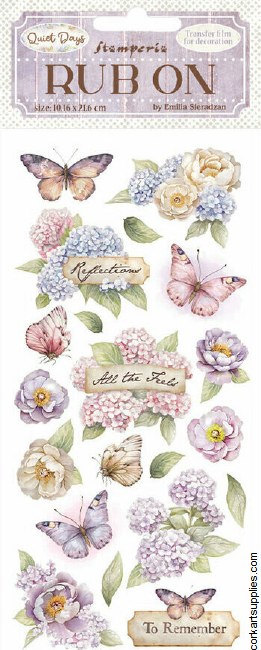Stamperia Quiet Days Rub On 8,33x2,36 Inch Hydrangea And Butterfly
