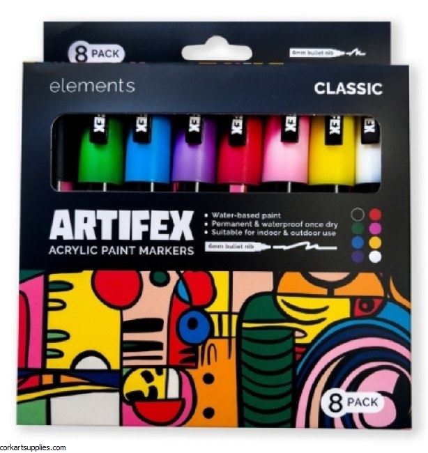 Elements Artifex Acrylic Paint Markers 3mm 8pk Classic