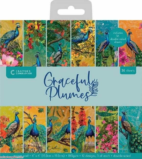 Crafter's Companion Graceful Plumes 6x6 Inch Paper Pad