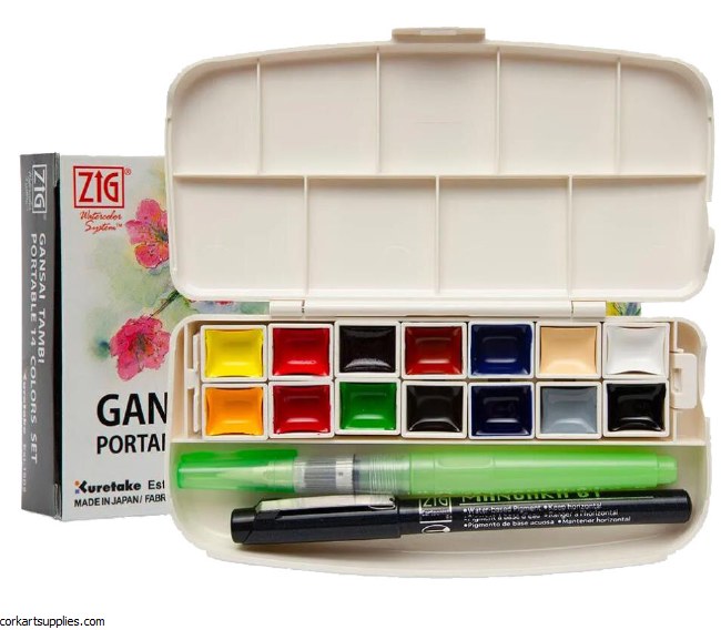 Gansai Tambi Pocket Box 14pk with Waterbrush & Pen