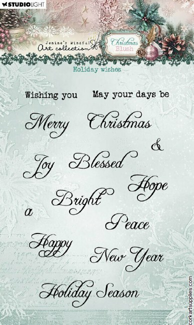 Studio Light Christmas Blush Clear Stamp Holiday Wishes