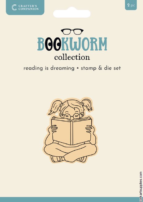 Crafter's Companion Bookworm Collection Stamp & Die Set Reading is Dreaming
