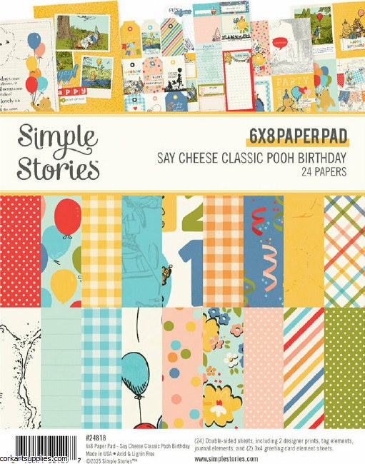 Simple Stories Say Cheese Classic Pooh Birthday 6x8 Inch Paper Pad