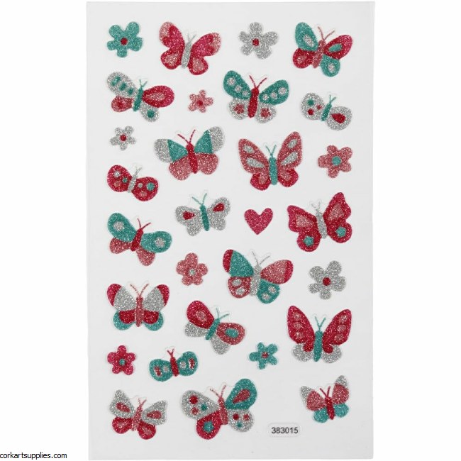 Sticker Sheet Glitter Bflies
