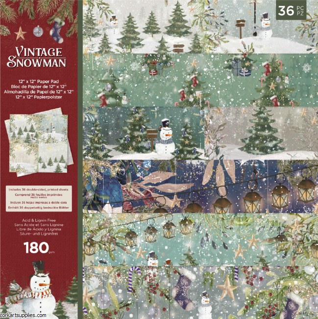 Crafter's Companion Vintage Snowman 12x12 Inch Paper Pad