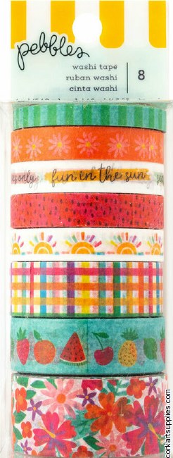 American Crafts Pebbles Fun in The Sun Washi Tape Spools (8pcs)
