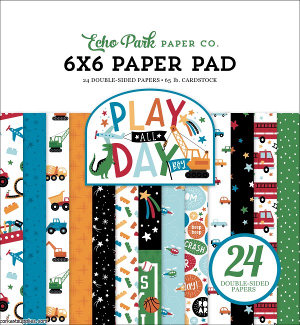 Echo Park Play All Day Boy 6x6 Inch Paper Pad Echo Park Play All Day Boy 6x6 Inch Paper Pad