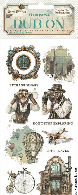 Stamperia Voyages Fantastiques Rub On 4x8,5 Inch Mechanical Wonders
