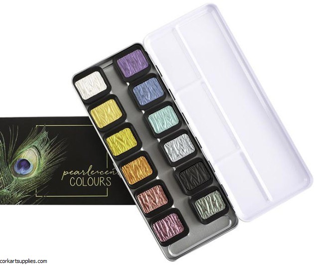 Finetec Pearlescent Watercolour 12pk F1200 Peacock Sheen