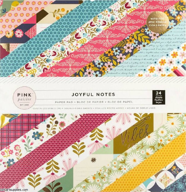 American Crafts Pink Paislee Joyful Notes 12x12 Inch Paper Pad American Crafts Pink Paislee Joyful Notes 12x12 Inch Paper Pad