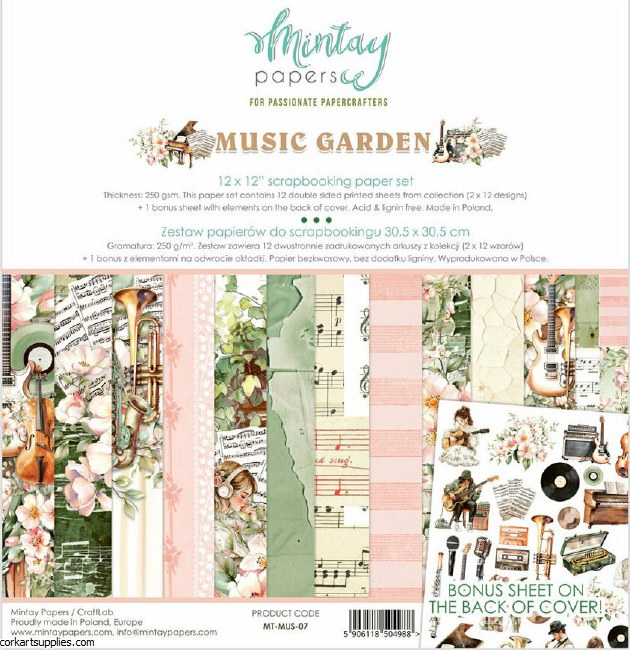 Mintay Music Garden 12x12 Inch Scrapbooking Paper Set