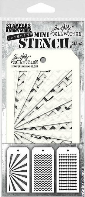 Stampers Anonymous Set #42 Tim Holtz Layering Mini Stencil (3pcs)