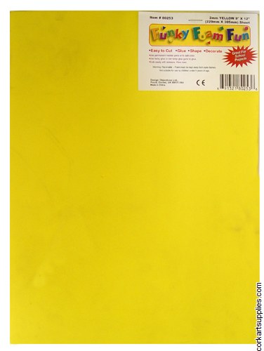 Foam Sheet 12x18in 2mm Yellow Foam Sheet 12x18in 2mm Yellow