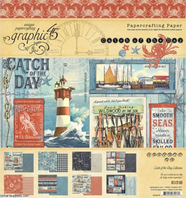 Graphic 45 Catch of The Day 8x8 Inch Paper Pad Graphic 45 Catch of The Day 8x8 Inch Paper Pad