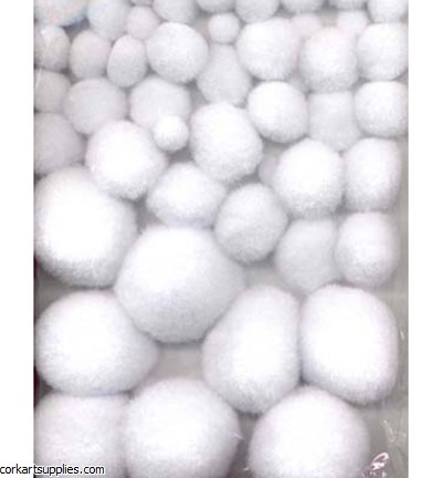 Pom Pom 50pk 1-4cm Mix White