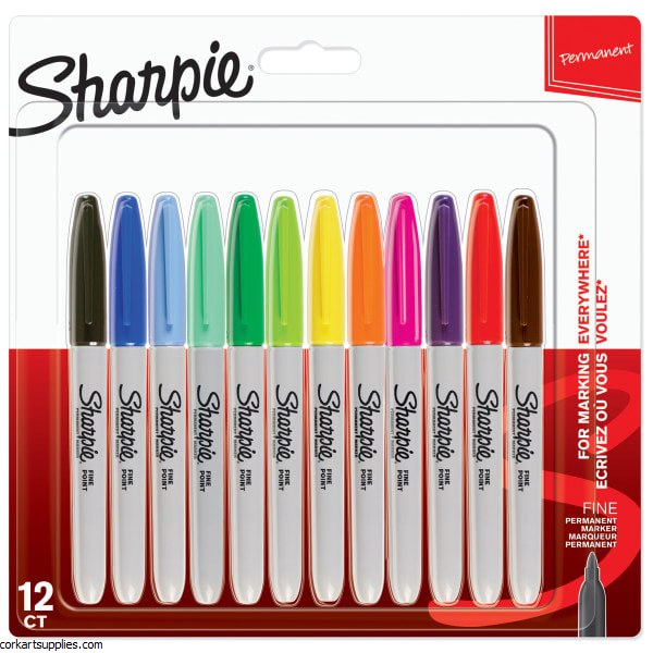Sharpie Fine Permanent Markers 12 Asst Pack