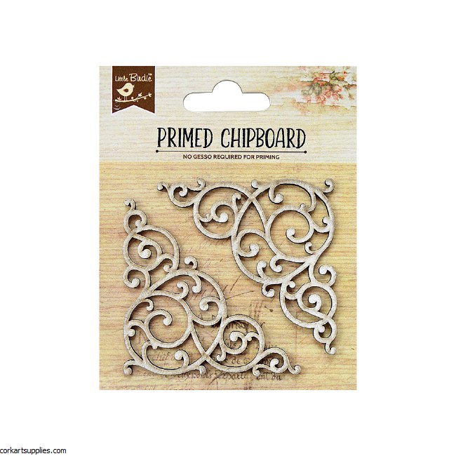 LittleBirdie Chipboard Swirl Corners 2pc PBCI Little Birdie LittleBirdie Chipboard Swirl Corners 2pc PBCI Little Birdie