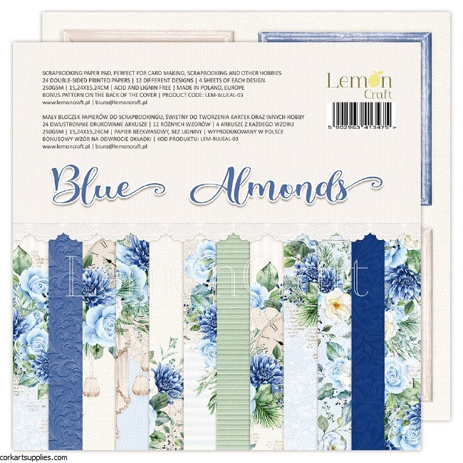 Paper Pk 6x6 LC Blue Almonds