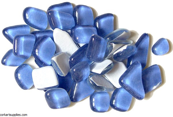 Mosaic Glass Droplet Light Blue 140pk