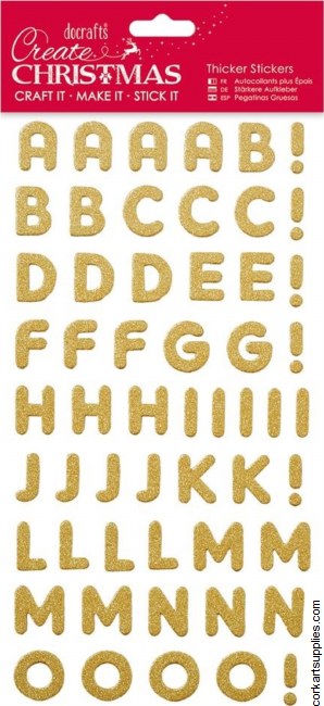 Papermania Create Christmas Thicker Stickers Christmas Alphabet Gold Glitter