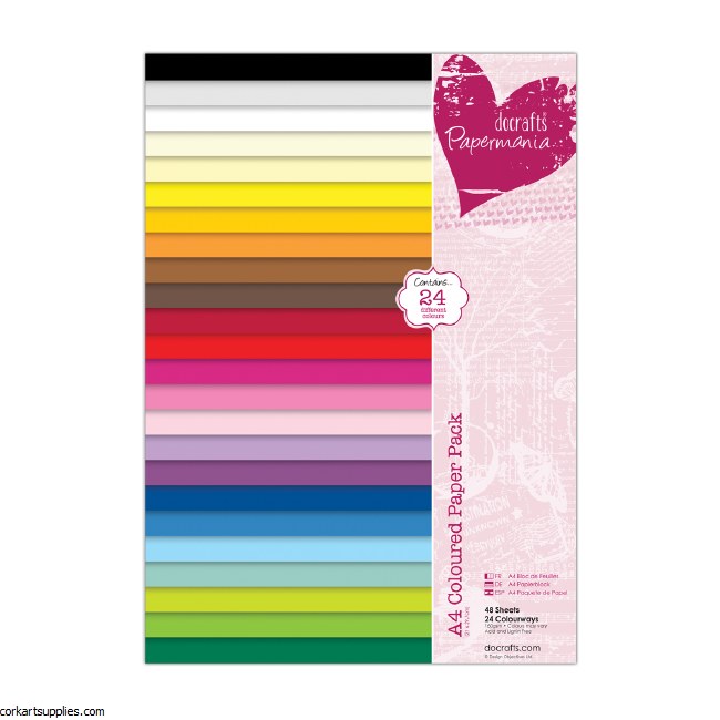 Papermania A4 Coloured Paper Pack (48pk