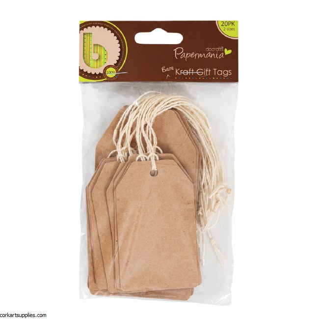 Tags Kraft Assorted Sizes 20pk