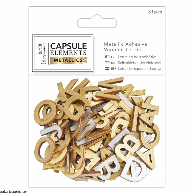 Adhesive Wooden Letters PM Metallics 81pcs