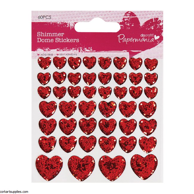 Dome Stickers Papermania Shimmer Heart 60 pieces