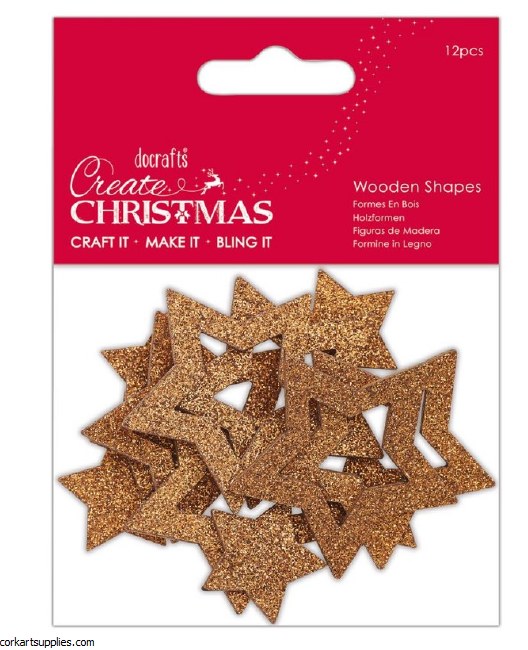 Wooden Shape Bronze Star 12pk Wooden Shape Bronze Star 12pk
