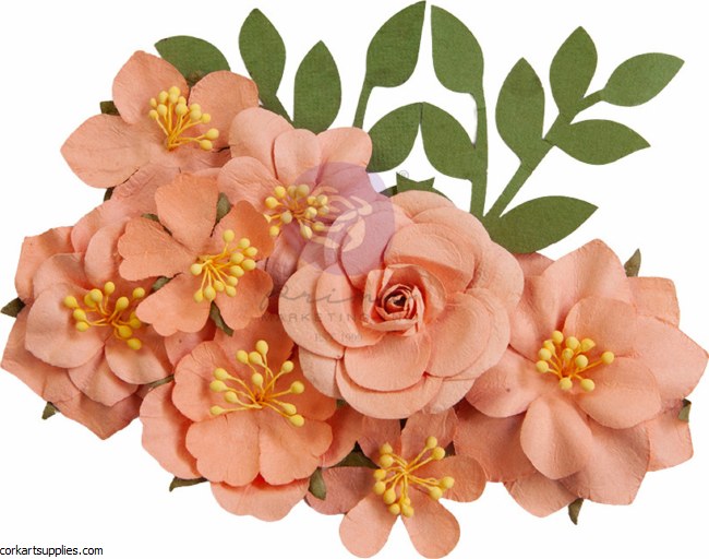 Prima Marketing Painted Floral Flowers Orange Blossom (10pcs) Prima Marketing Painted Floral Flowers Orange Blossom (10pcs)