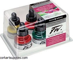 Daler Rowney FW Acrylic Ink Primary Colours 6 Set Daler Rowney FW Acrylic Ink Primary Colours 6 Set