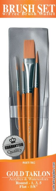 Gold Taklon Brush 4 Pack Assorted Sizes