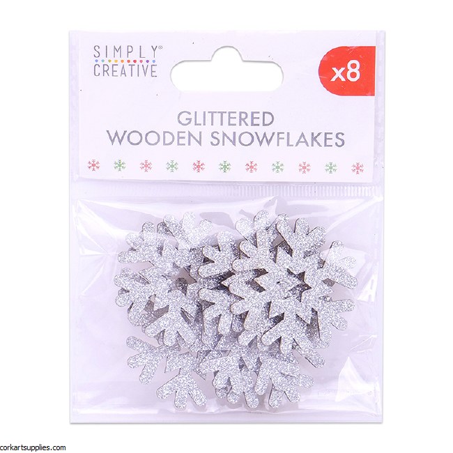 Wood Snowflakes Silver 8pk Wood Snowflakes Silver 8pk
